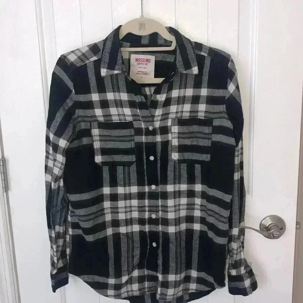 Black and white flannel shirt